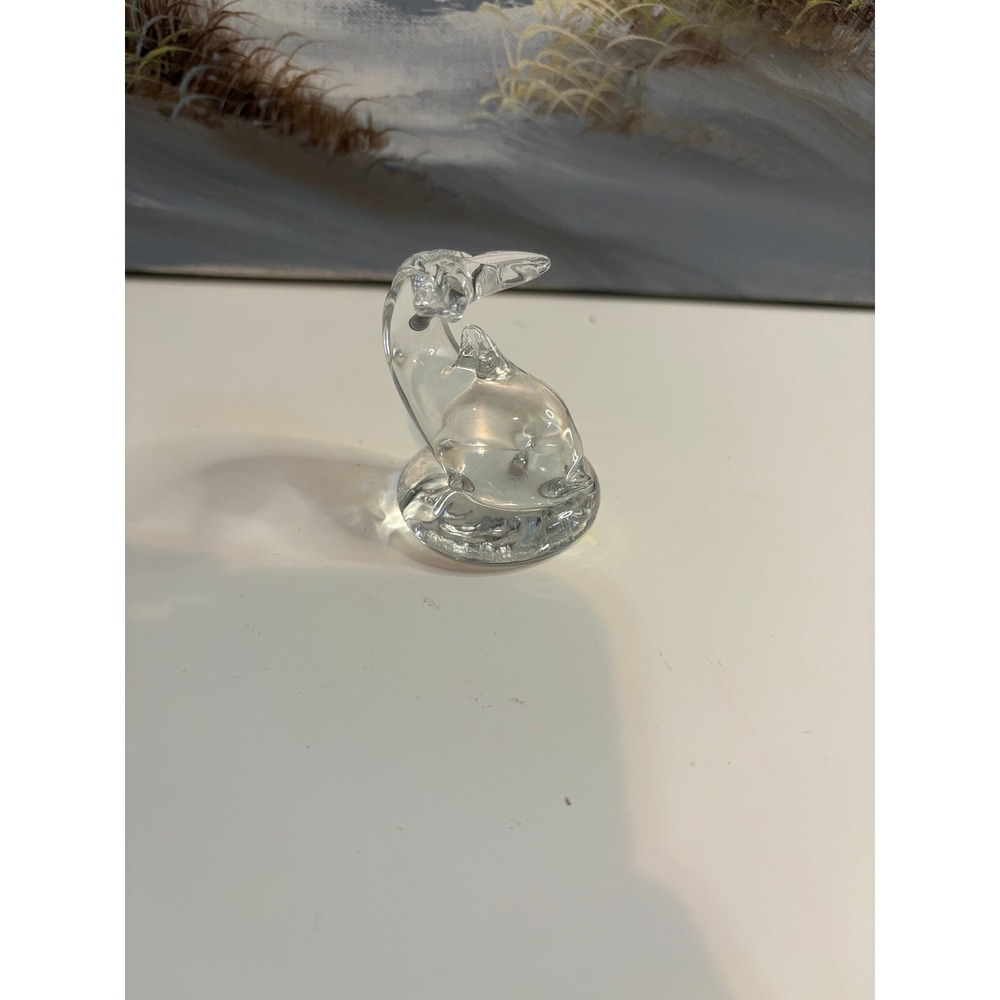 B Koscianksi Crystal Dolphin Figurine Hand Made in Poland Clear Glass 2.75in